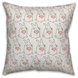 Love Bunny Pattern 16x16 Throw Pillow