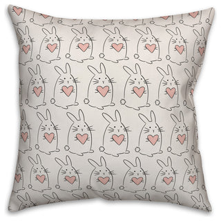 Love Bunny Pattern 16x16 Throw Pillow