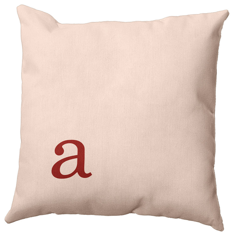 18"x18" Modern Monogram Decorative Throw Pillow, Maple Red