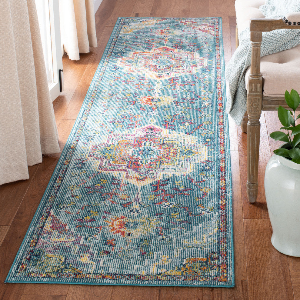 Safavieh Crystal CRS501J Rug, Teal/Orange, 2'2" X 9'
