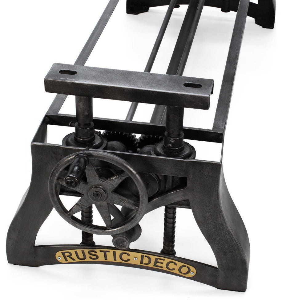Crescent Adjustable Crank Bench Base Dining to Bar Height - Iron - Steel