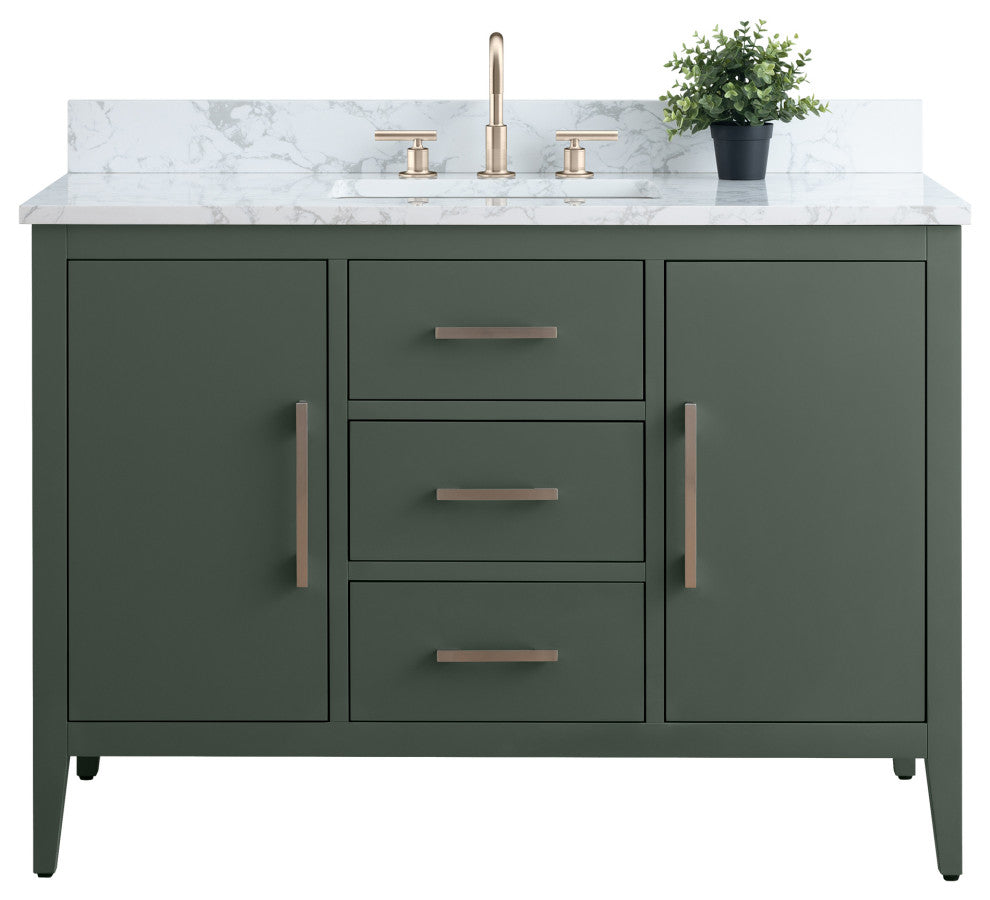Vanity Art Bathroom Vanity With Sink, Vintage Green, 48", Single Sink, Brushed Nickel