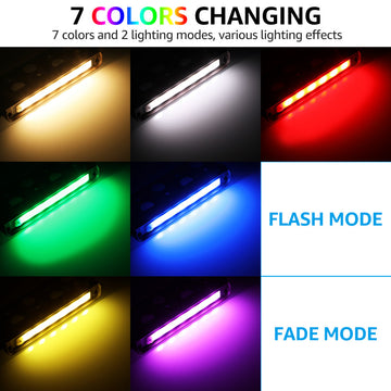 LEONLITE 7 Inch LED RGB Hardscape Lighting, 270Â° Swivel Retaining Wall Lights, 8pack