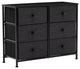 6 Fabric Drawers Steel Frame Double Dresser, Black