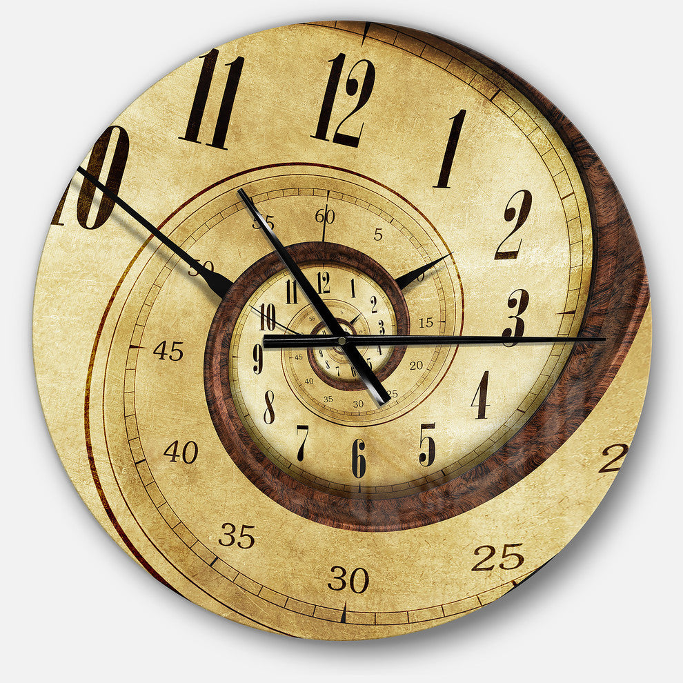 Vintage Time Spiral Oversized Contemporary Metal Clock, 23x23