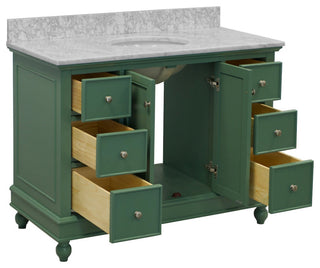 Bella 48" Bathroom Vanity, Sage Green, Carrara Marble