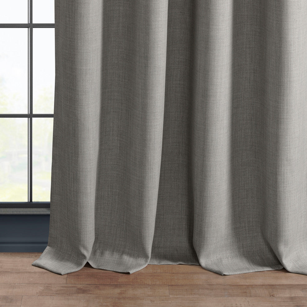 Faux Linen Grommet Room Darkening Curtain Single Panel, Clay, 50"x120"