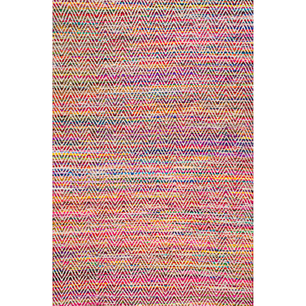 Nuloom Candy Striped Chevron Area Rug, Magenta 3'x5'