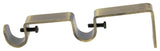 Double Rod Bracket, 1/2" and 5/8" Rods, Antique Brass