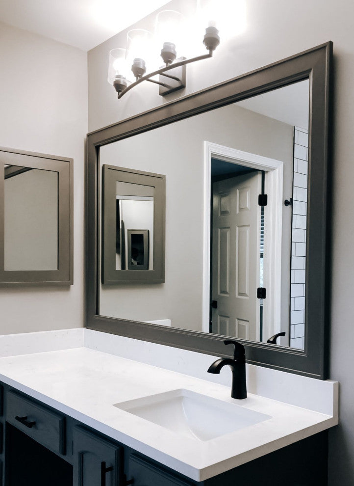 Porter Framed Wall Mirror, Dark Gray, 36"x42"