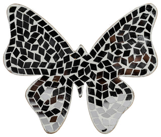 Glass, 6" Mosaic Butterfly, White