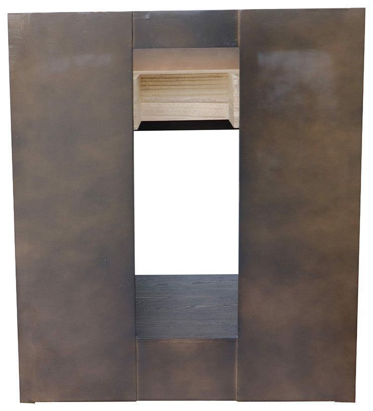 30" Single Vanity, Brown Ash, White Engineered Stone Top, Round Sink