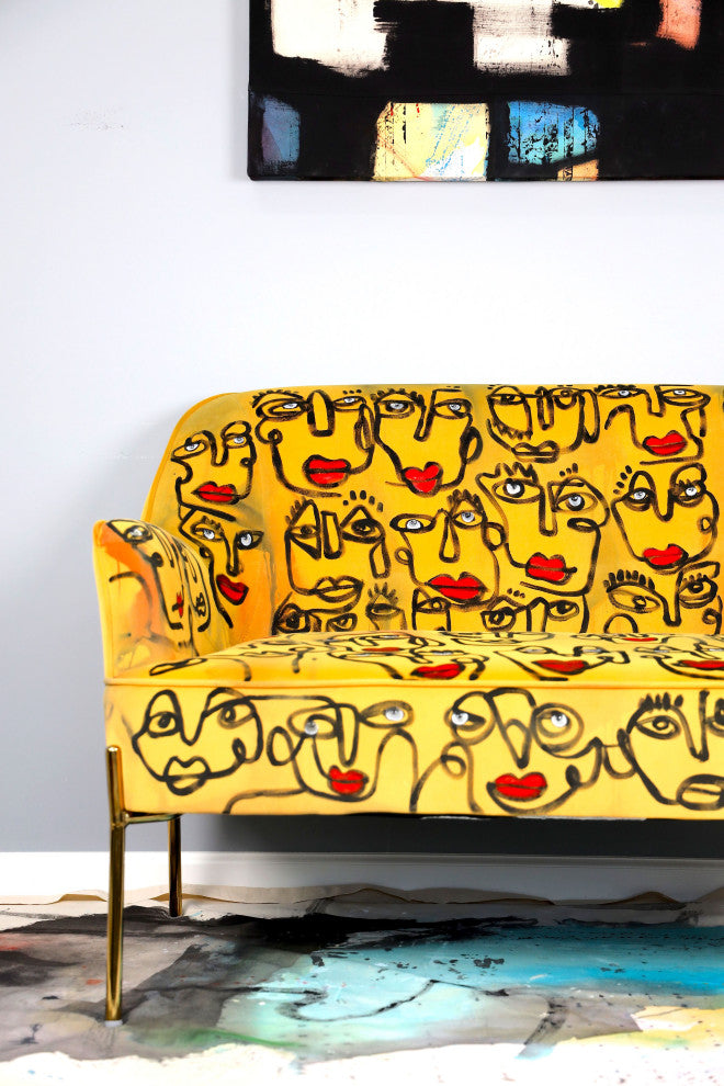 Loveseat for master bedroom, Gift for her / for him, Velvet furniture