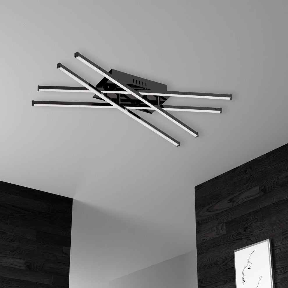 18W Flush-Mount Matte Black With White Acrylic Diffuser