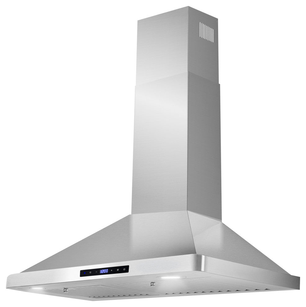 Ductless Wall Mount Range Hood in Stainless Steel with LED Lights