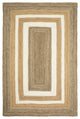 5" x 8" Tan and White Multiple Bordered Area Rug