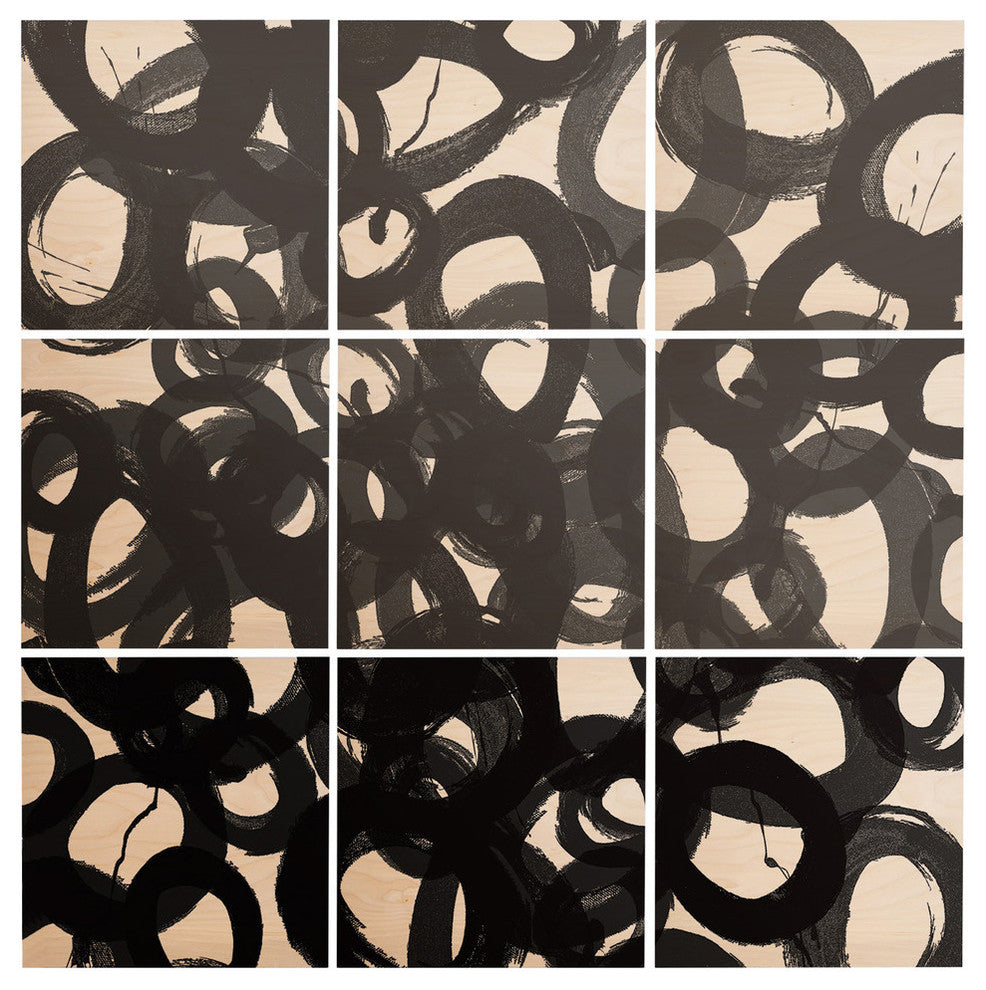 Deny Designs Kent Youngstrom Black Circles Wood Wall Mural, 3'x3'