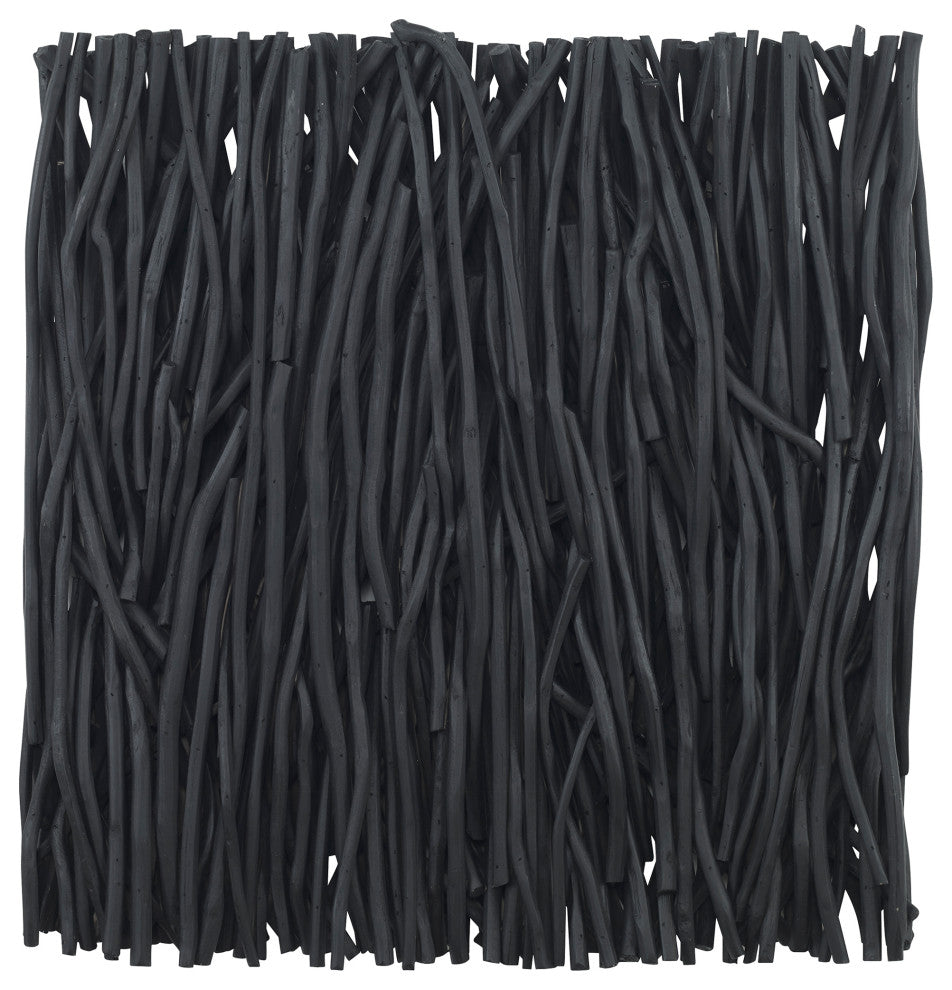 Gathered Teak Square Black Wood Wall Decor