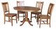 36" Round Extension Dining Table With San Remo Chairs, Distressed Oak, 5 Piece