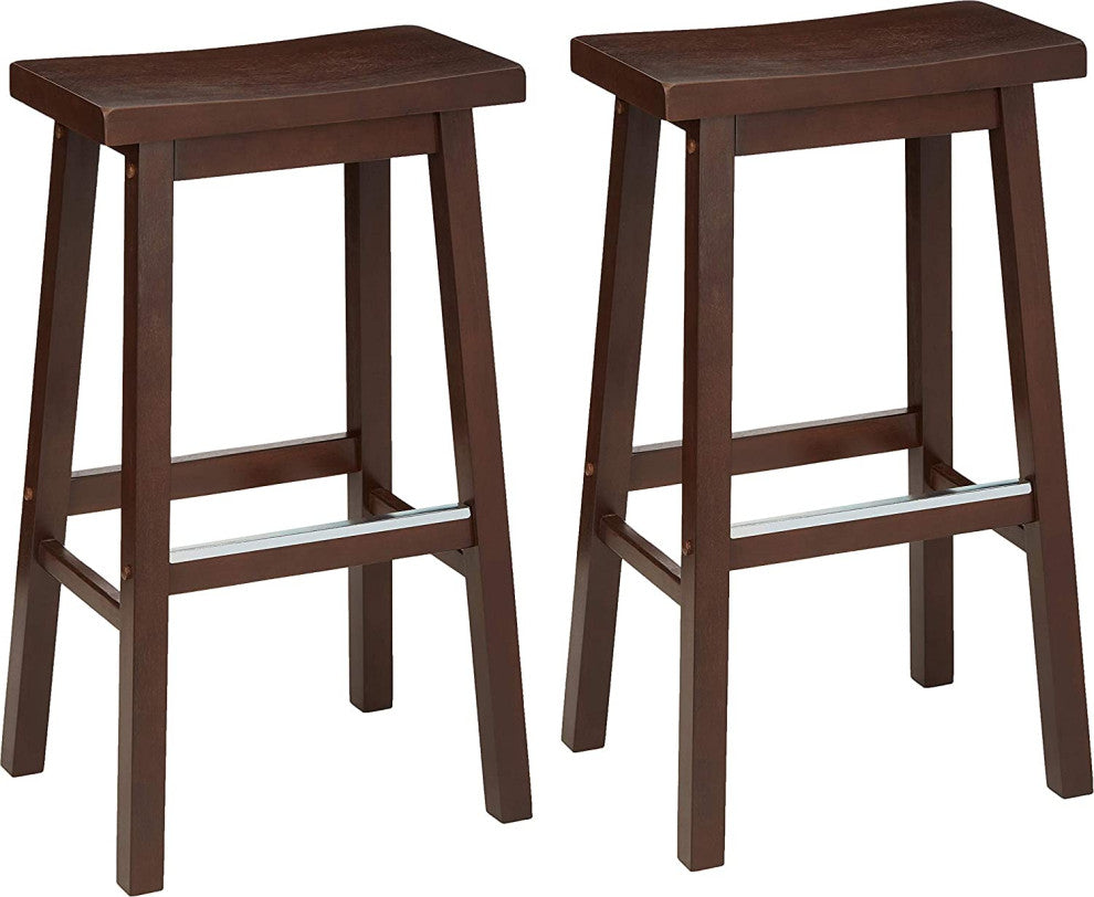 Solid Wood Saddle-Seat Kitchen Counter Barstool, 29-Inch Height(Set of 2)