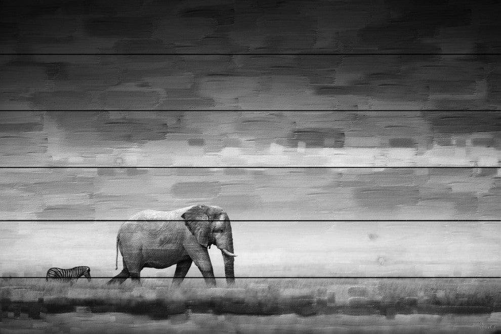 "Elephant" UV Ink Print on White Wood, 45"x30"