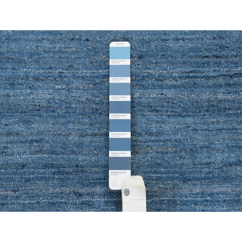 Denim Blue, Modern Design, Soft and Plush Wool Hand Loomed, Rug, 9'0"x11'10"