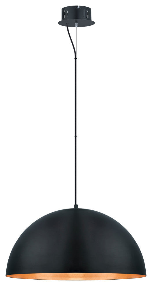 1x22.5W LED Pendant With Black and Gold Finish, 23.63", 23.63"