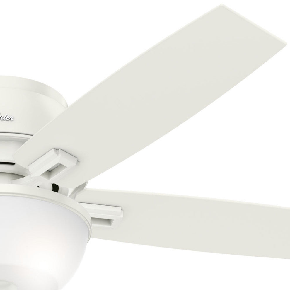 Hunter Fan Company 52" Donegan Low Profile Fresh White Ceiling Fan With Light