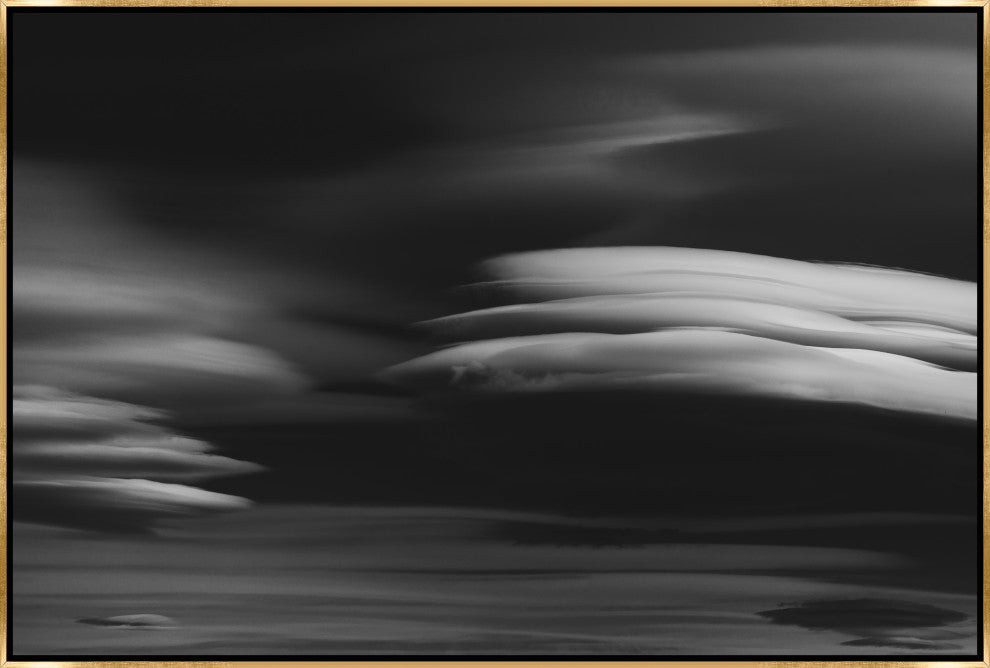 36x24 Lenticular Clouds III, Framed Artwork, Gold