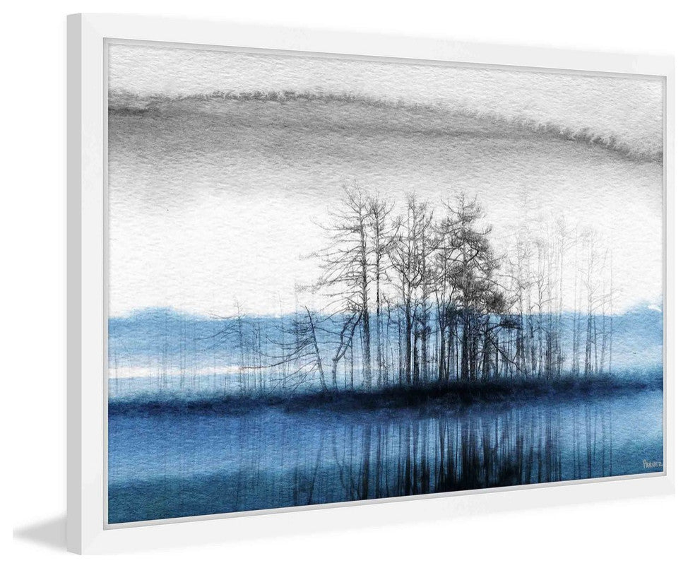 Parvez Taj "Tree Isle Reflects" Framed Painting Print, 18"x12"