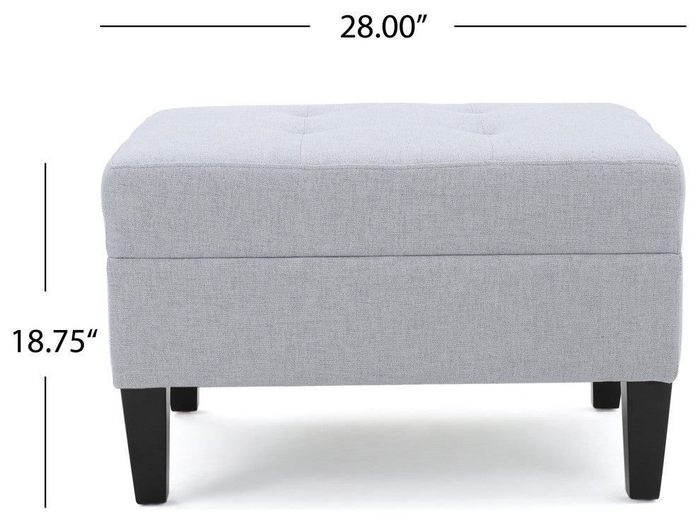 GDF Studio Bridger Mid-Century Tufted Top Cushion Ottoman, Light Gray