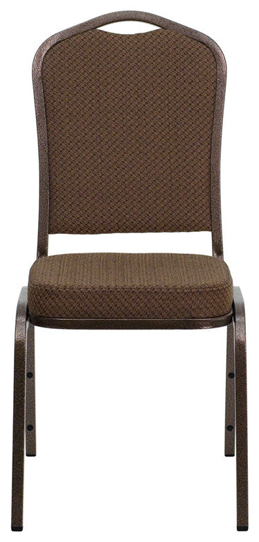 Crown Back Stacking Banquet Chair in Brown Patterned Fabric