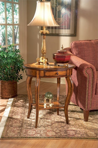 Jeanette Olive Ash Burl Oval Accent Table, Olive Ash Burl