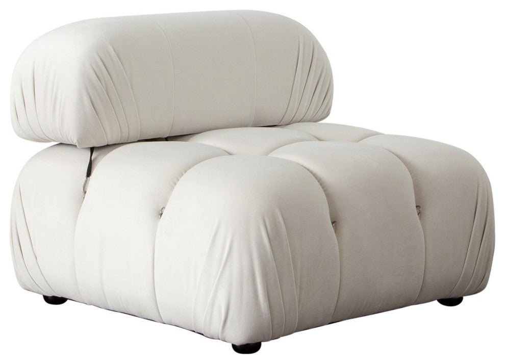 Paloma Armless Chair in Light Cream Velvet