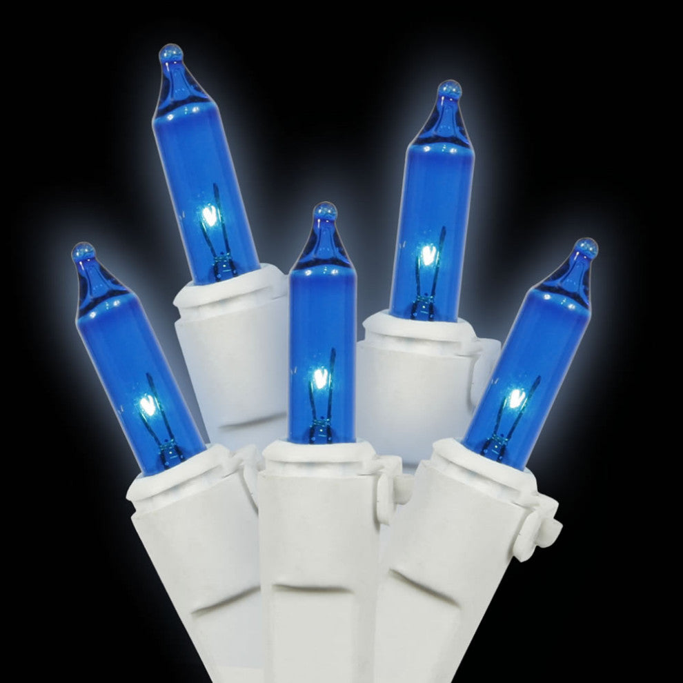Vickerman W4W1002 100 Blue Mini Light On White Wire, Long Christmas Light Strand