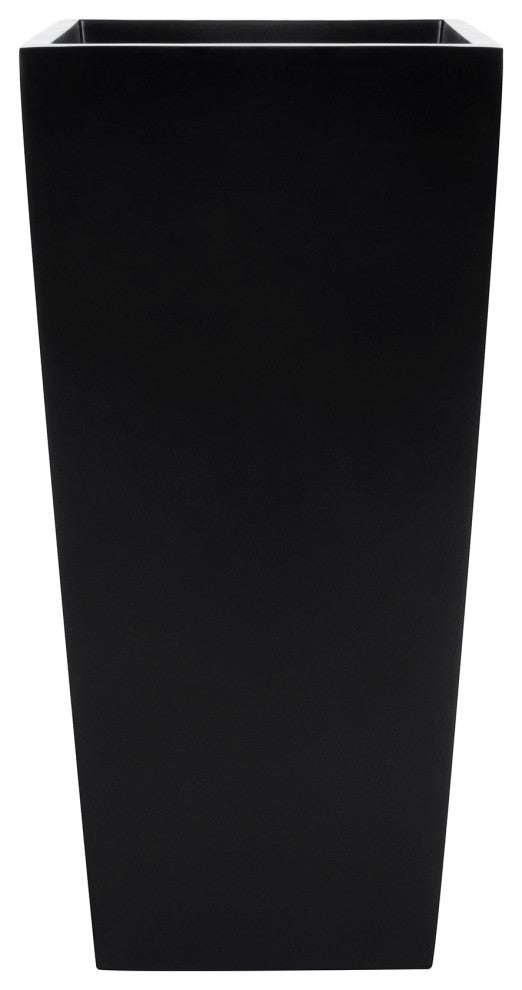 Windsor Tall Square Planter, Black, 15"x15"x30"