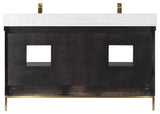 Kesia Black Oak Bathroom Vanity Set, 60", With Mirror