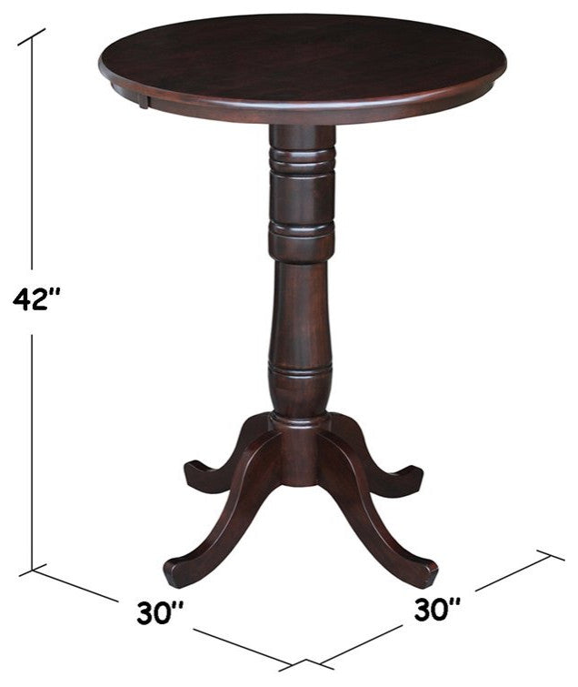 International Concepts 30" Round Pub Table in Rich Mocha