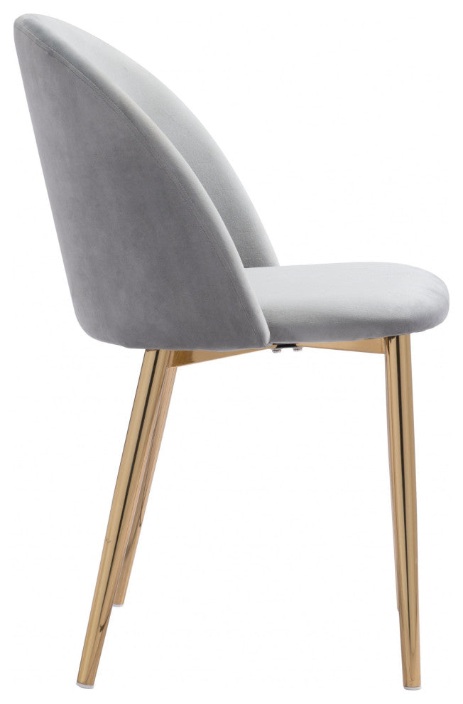 Set of Two Pale Gray and Gold Modern Pringle Dining Chairs