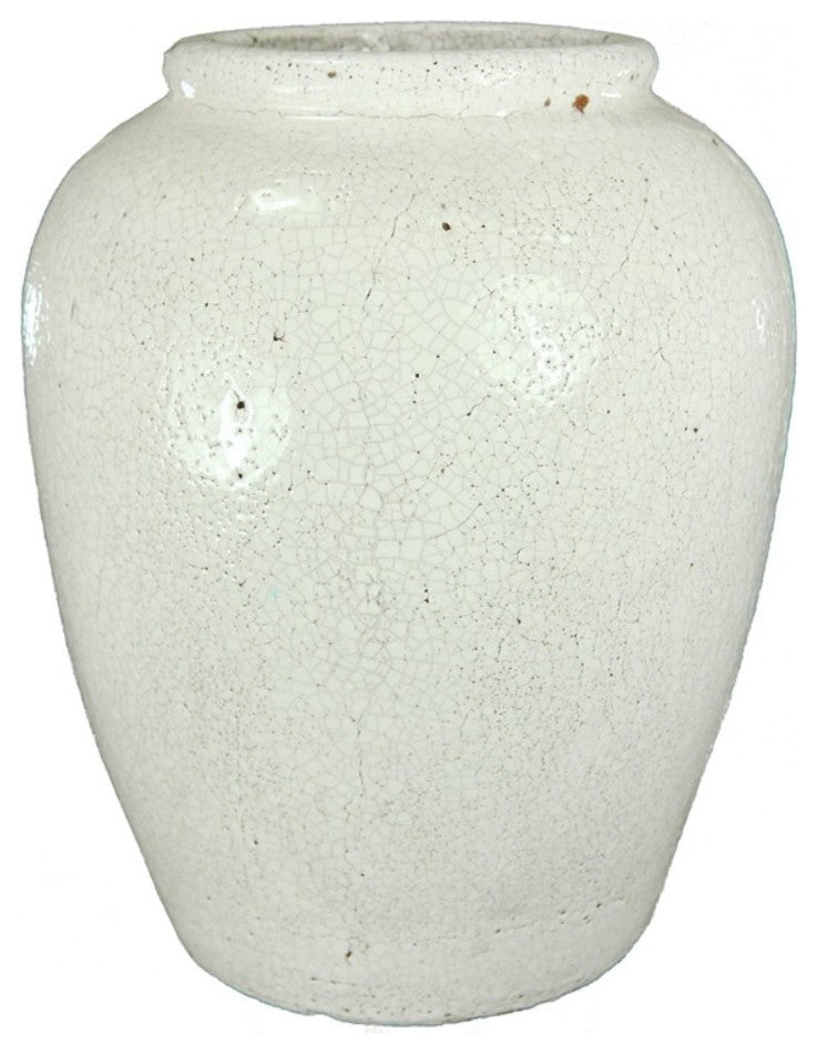 Terracotta Urn Vase, White