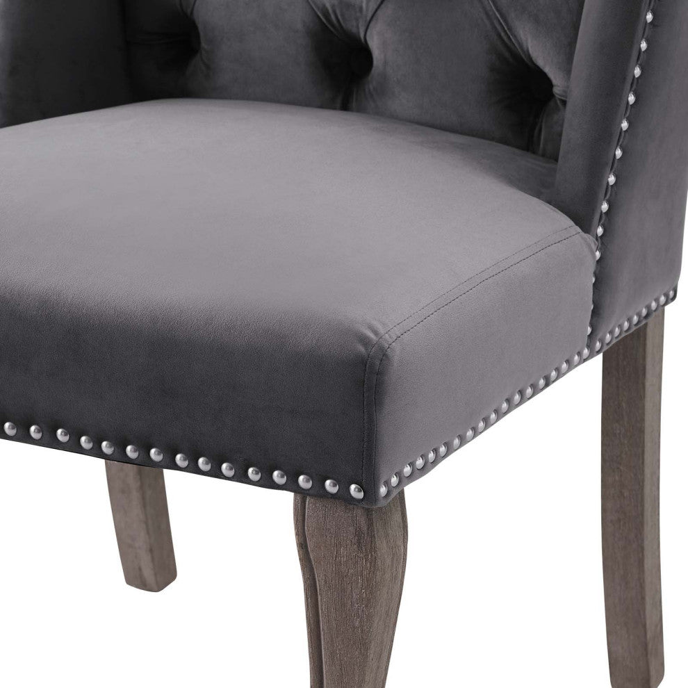 Side Dining Chair, Set of 2, Velvet, Gray, Modern, Cafe Bistro Restaurant