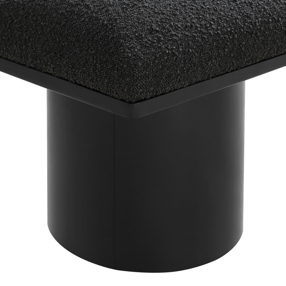 Pavilion Boucle Fabric Upholstered 2-Piece Modular Bench, Black, Black Finish