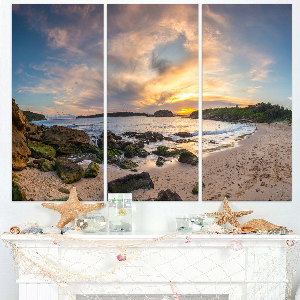 "Sydney Seashore during Sunset" Canvas Wall Art, 3 Panels, 36"x28"