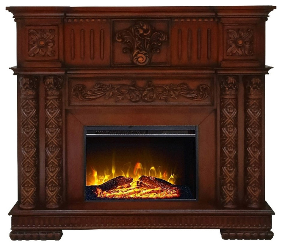 ACME Vendome Free-standing Rectangular Wooden Fireplace in Cherry