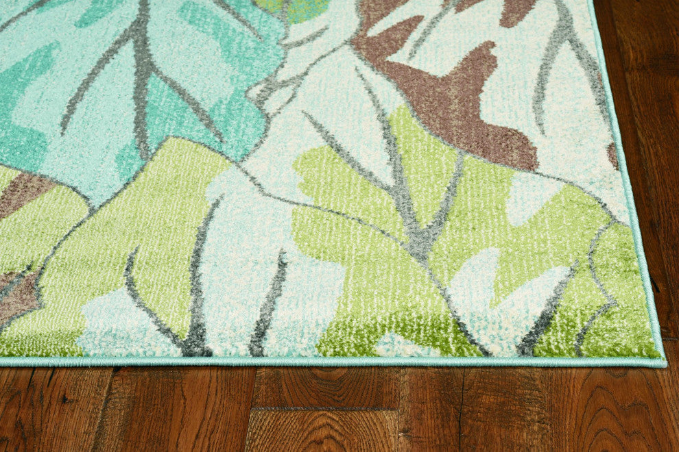 HomeRoots 94" X 130" Blue Polypropylene Rug