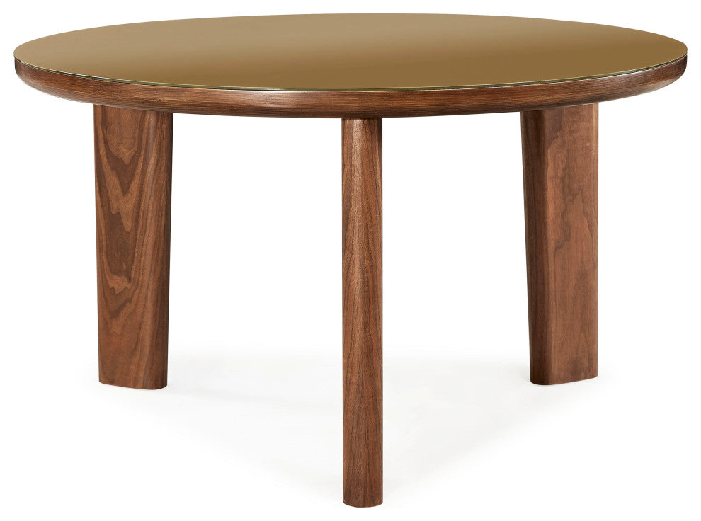 Oani Walnut and Glass Dining Table, Round