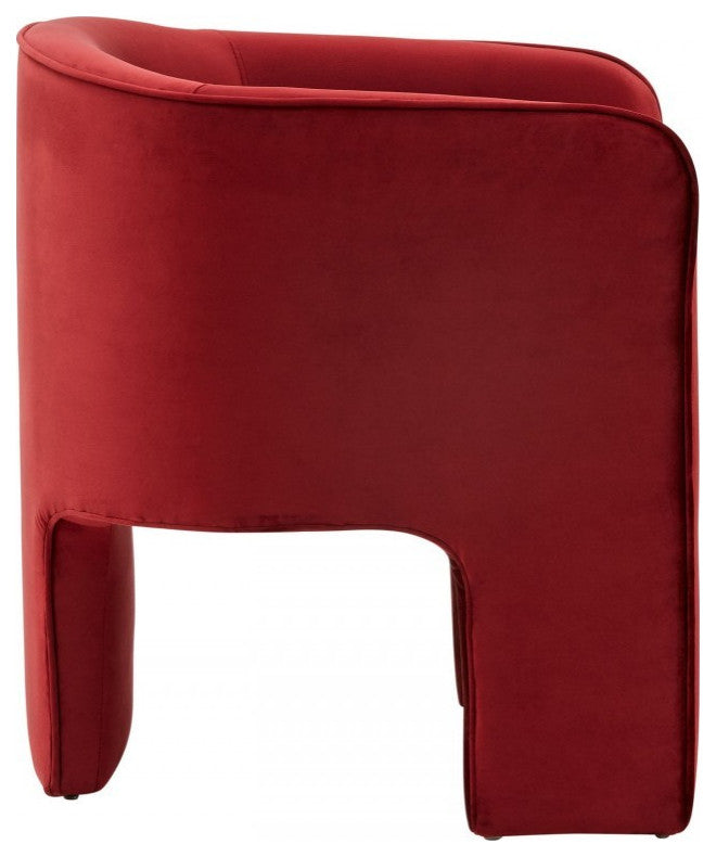 28" Contemporary Dark Burnt Orange Velvet Three Legged Chair