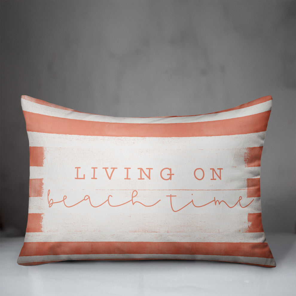 Beach Time Stripes Coral 14x20 Pillow