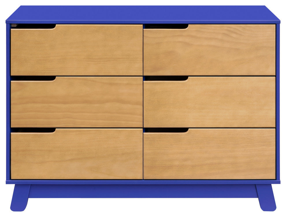 Hudson 6-Drawer Assembled Double Dresser, Cobalt and Honey