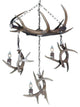Pocahontas Elk, Whitetail Deer Chandelier, Sunbleached Antler, Parchment Shades